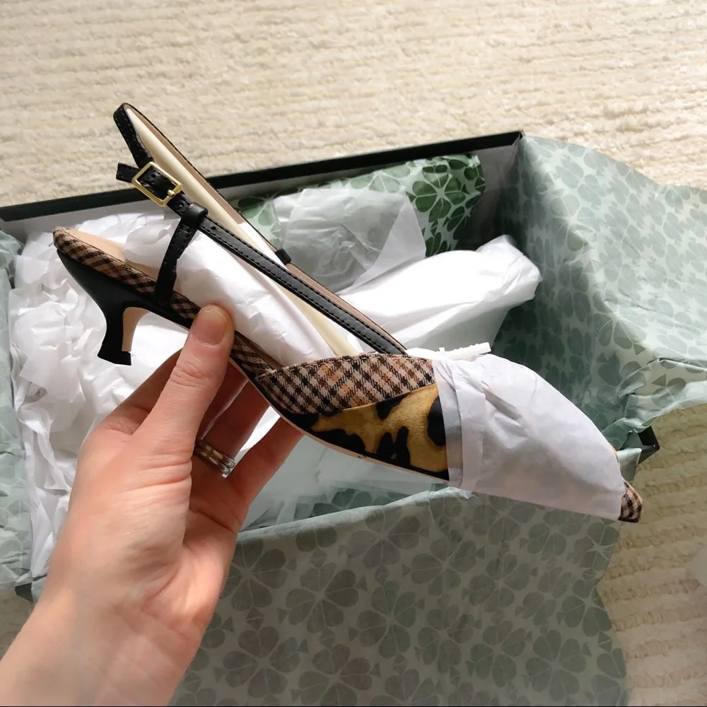 NWT Kate Spade Daxton houndstooth leopard pumps
